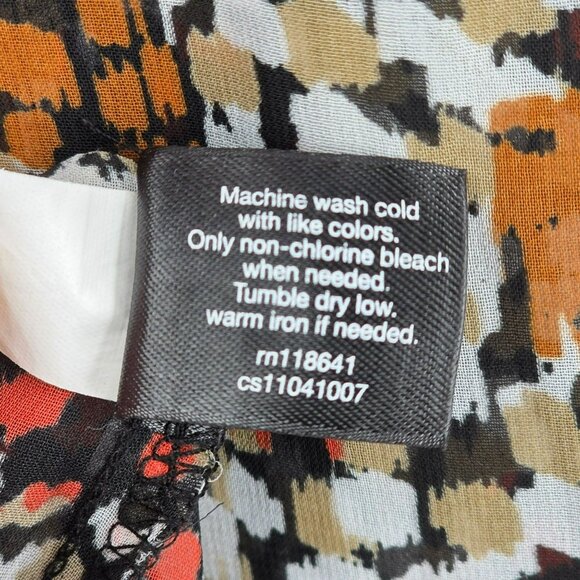 Lane Bryant Sleeveless Button Front Top 24 Black Brown Collared Sheer Split Back - Picture 7 of 11